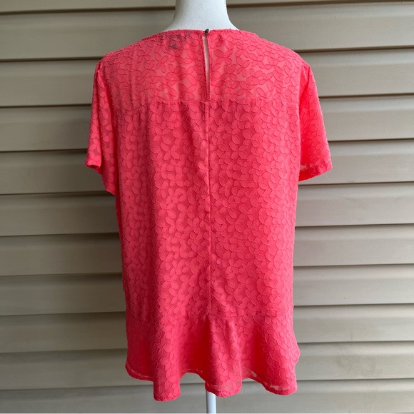 •Banana Republic• Salmon Lace Overlay Peplum Blouse - Size Large - Picture 5 of 9